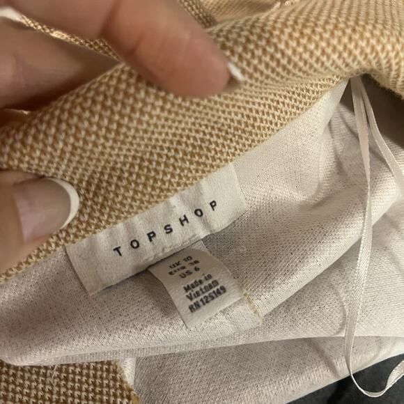 TopShop Blazer Jacket sz 6 Khaki White Tweed Stretch Career Casual Pockets - Picture 9 of 9